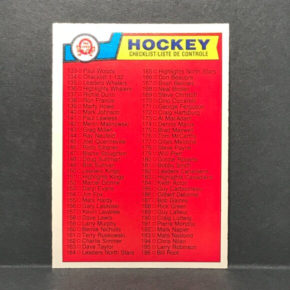 1983-84 OPC Hockey Card # 256 Second Checklist in Set. Unmarked. - Picture 1 of 2
